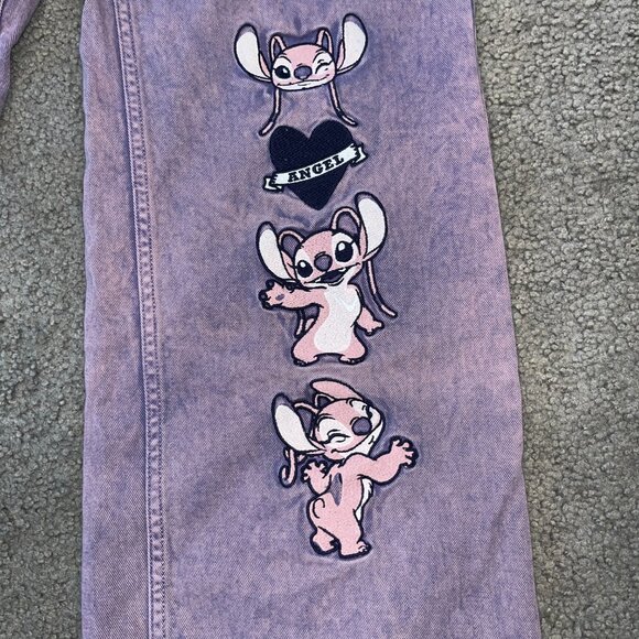 THE SOULED STORE DENIM DIVISION DISNEY LILO & STITCH ANGEL WIDE LEG FIT JEANS 26 - Picture 4 of 12